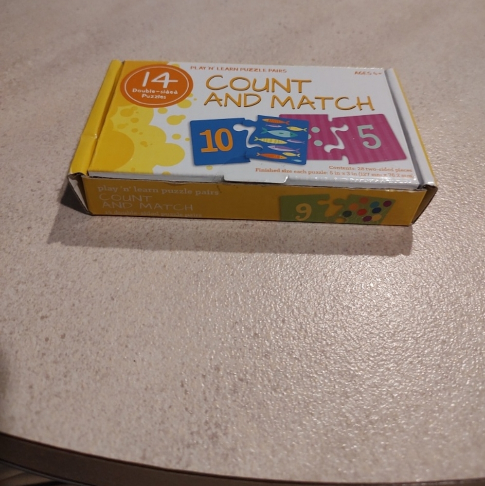 Play "N" Learn Puzzle Pairs Co 14 Double Sided Puzzles Count and Match